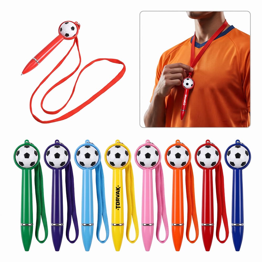 Twist-Action Soccer Lanyard Ballpoint Pen