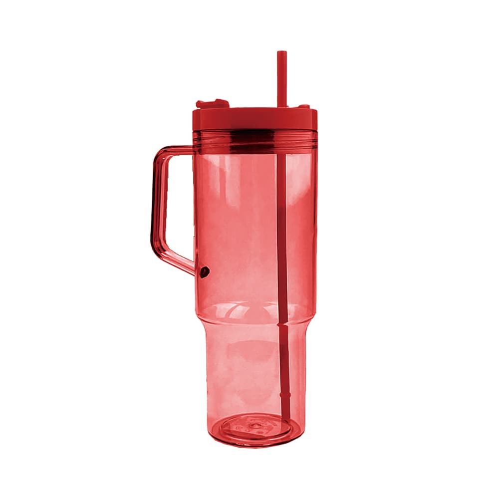 40 oz Transparent Beverage Tumbler w/ Straw Carrying Handle gallery 5
