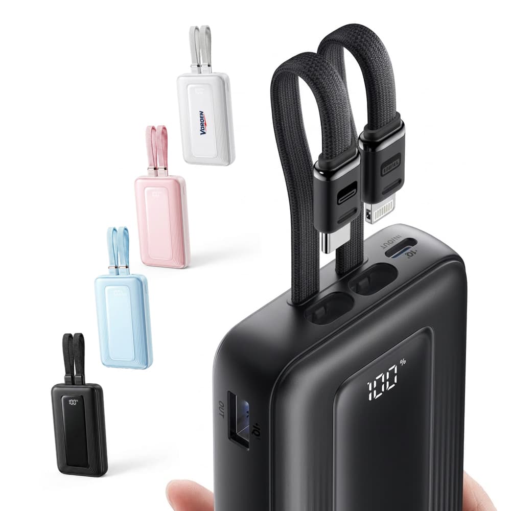 10000mAh Power Bank w/ USB-C Cables