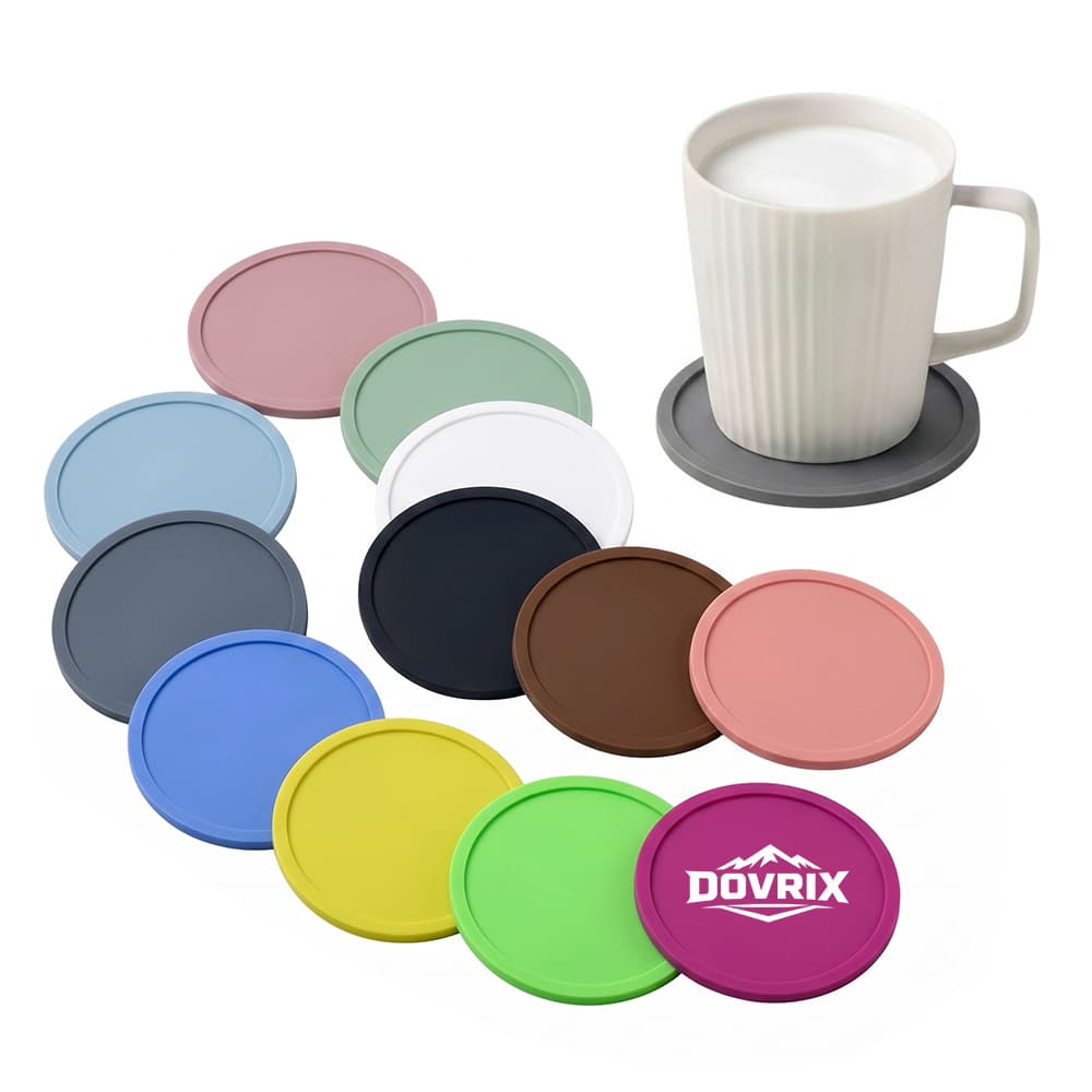 【20-4】Skid-Resistant Round Silicone Coaster